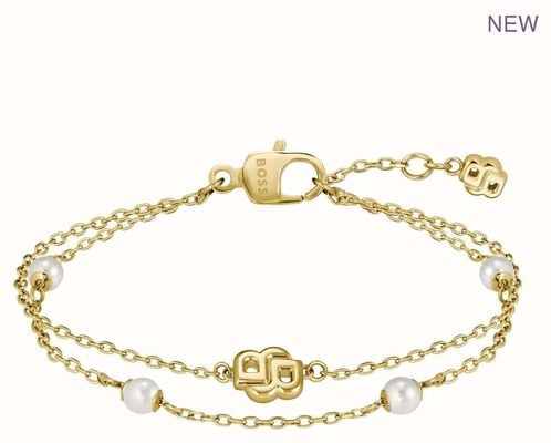 BOSS Jewellery Double B Mirelle Gold Tone Pearl Bracelet 1580808