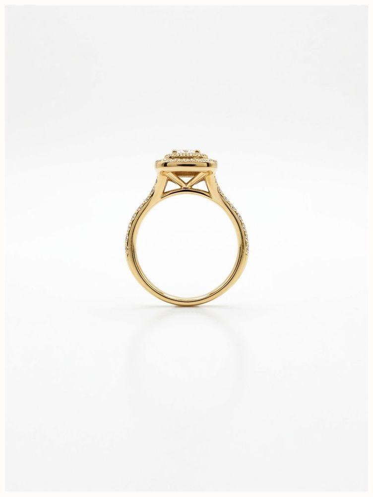 Emerald And Round Brilliant Natural Diamond 18ct Yellow Gold Double Halo Ring J94859 - alternate view 3