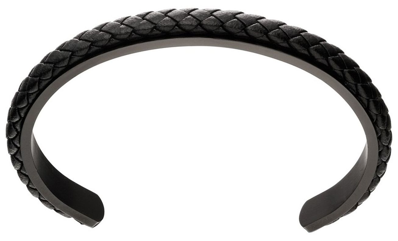 Fred Bennett B5112 Black Leather Plait Cuff Bangle Jewellery