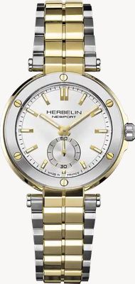 Herbelin Ladies Newport Quartz (35mm) Silver Sunray Dial / Two-Tone Stainless Steel Bracelet 18289BT1N12