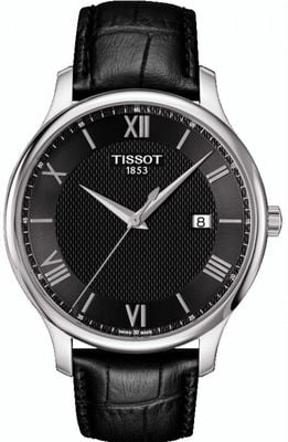 Tissot Men's Tradition Black Dial Black Leather Strap T0636101605800