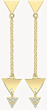 Treasure House 9ct Yellow Gold Cubic Zirconia 3 Triangles Drop Earrings ER1162