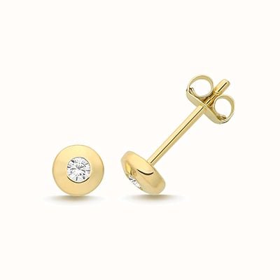 James Moore TH 9CT YEL GOLD CZ ROUND STUDS ES2064