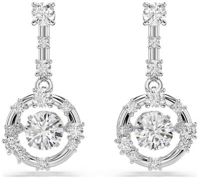 Swarovski Constella Rhodium Plated Dancing Stone Earrings 5738194