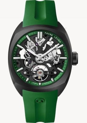 Favre Leuba Chief Skeleton Automatic (40mm) Black Skeleton Dial / Green Rubber Strap 00.20106.105.03.303