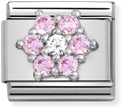 Nomination Composable CL SYMBOLS Steel Cz And Silver 925 RICH PINK And WHITE Flower 330322/03