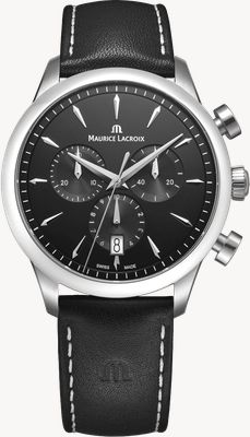 Maurice Lacroix 1975 Quartz Chronograph (40mm) Black Sun-Brushed Dial / Black Leather Strap 751038-SS001-330-2