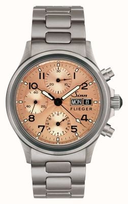 Sinn 356 SA Pilot II (38.5mm) Copper Electroplated Guilloché Dial / Steel H-Link Bracelet (German Date) 356.072 GERMAN-DATE H-LINK
