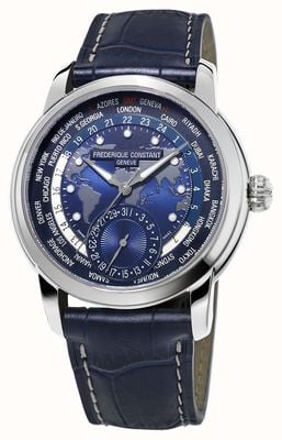 Frederique Constant Men's Manufacturer Worldtimer Blue Dial Blue Strap FC-718NWM4H6
