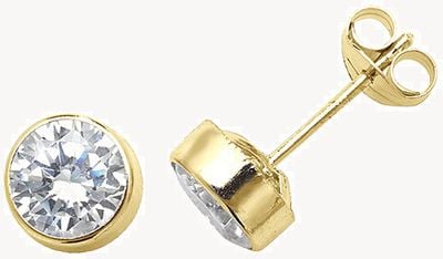 9ct Yellow Gold Round Cz Stud Earrings ES233S