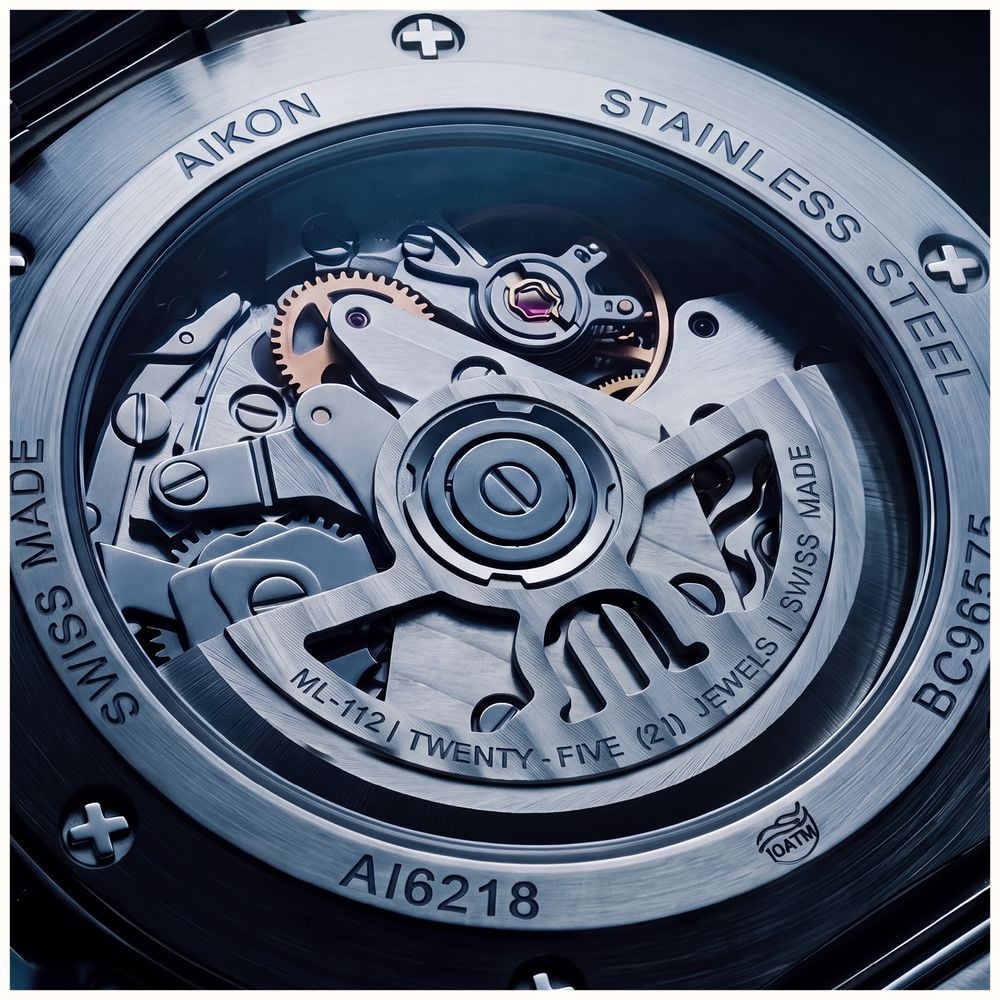 Maurice Lacroix AIKON Automatic Chronograph (42mm) Grey Clous De Paris Dial / Stainless Steel Bracelet Watch AI6218-SS002-330-1 - alternate view 2