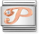 Nomination Classic Letter P 9ct Rose Gold & Steel Charm 430310/16