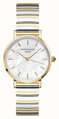 Rosefield Small Edit (26mm) White Mother-of-Pearl Dial / Two-Tone Stainless Steel Bracelet SEWDSG-SE03