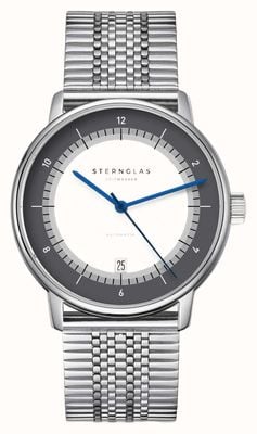 STERNGLAS Naos Edition 60 Automatic (38mm) White & Grey Dial / Stainless Steel SuperSlim Bracelet S02-NAP16-ME08