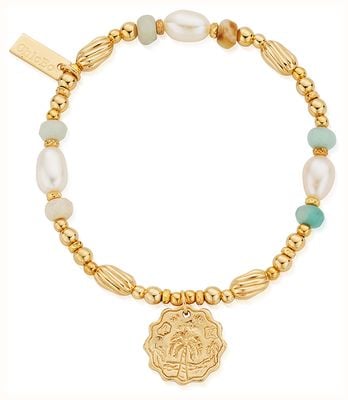 ChloBo TREASURES OF BALI Dreamer's Paradise Pearl Charm Bracelet - 18ct Gold Plated GBAP3535