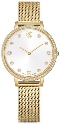 Swarovski Clarica Quartz (35mm) Silver Dial / Gold PVD Stainless Steel Mesh Bracelet 5740823