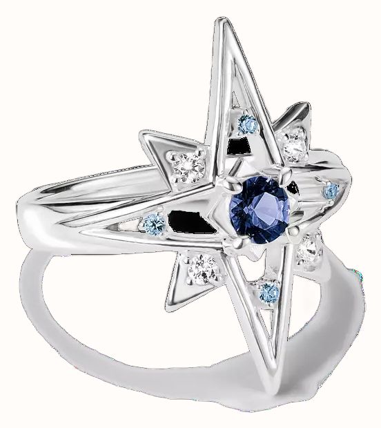 Thomas Sabo Star Ring With Blue Stones Sterling Silver TR2550-166-1-52 - alternate view 2