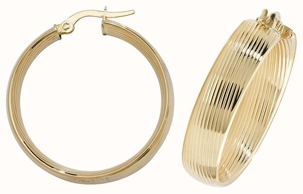 James Moore TH 9ct Yellow Gold 25mm Hoop Earrings ER1057-25