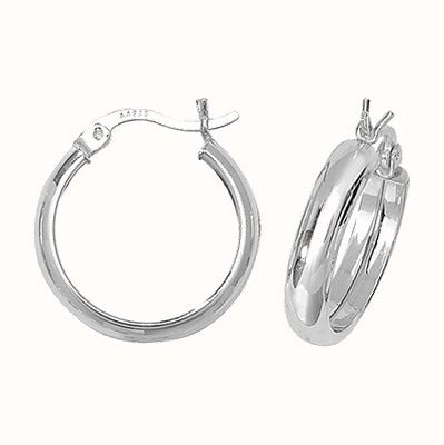 James Moore TH Silver 15mm Wide Plain Hoop Earrings G5740