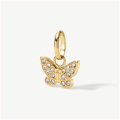 D.LOUISE Gold Tone White Stone Mini Butterfly Charm CH-26
