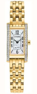 Citizen Eco-Drive Petite Palidoro (14mm) Mother-of-Pearl Dial / Gold PVD Stainless Steel Bracelet EG7112-59D