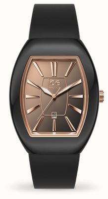 Ice-Watch ICE Boliday Black Sunset Rose-Gold (35mm) Rose Black Gradient Tonneau Dial / Black Silicone Strap 024032