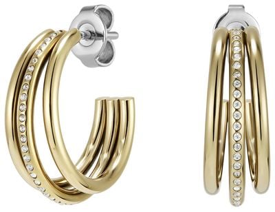 Olivia Burton Ever Stacked Crystal-Set Gold-Tone Stainless Steel Hoop Earrings 24100295
