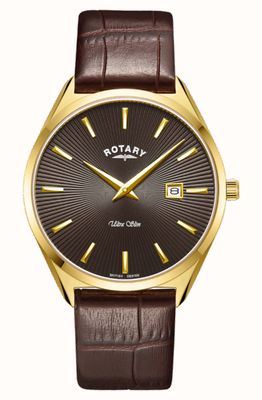 Rotary Men's Ultra Slim | Brown Dial | Brown Leather Strap GS08013/49
