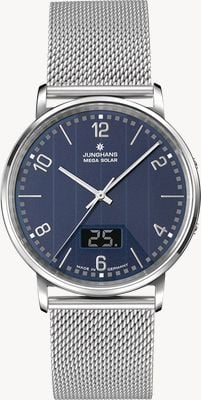 Junghans Milano Mega Solar Radio-Controlled (39.2mm) Blue Glass Solar Cell Dial / Stainless Steel Bracelet 56/4629.44