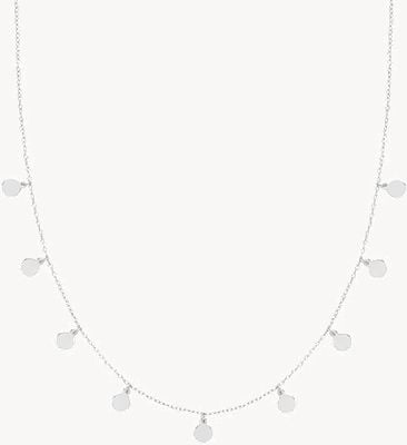 Treasure House Silver Multi Spaced Disc Charms Necklace G3373
