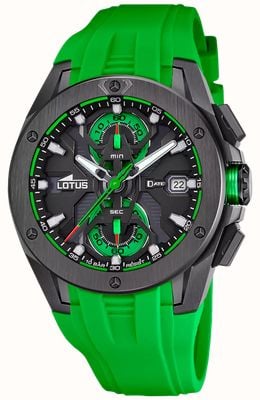 Lotus Vortex Quartz Chronograph (44mm) Black & Green Dial / Green Rubber Strap L18943/4