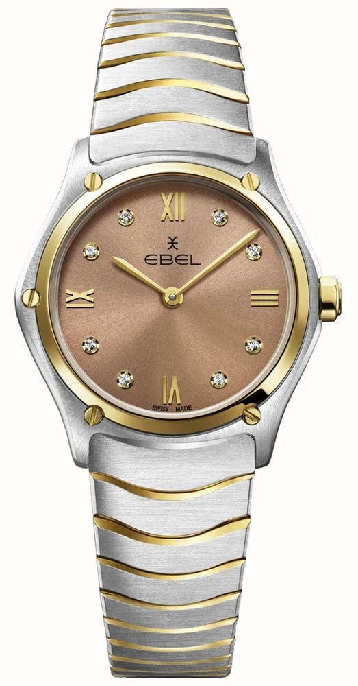 EBEL Sport Classic 8 Diamonds 29mm Pastel Praline Dial 18K Gold Stainless Steel 1216556