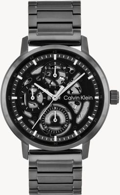 Calvin Klein GAUGE Multifunction Quartz (41mm) Black Skeleton Dial / Black PVD Stainless Steel Bracelet 25200563