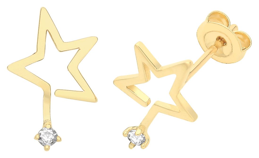James Moore TH ES1695 9ct Yellow Gold Shooting Star Cubic Jewellery