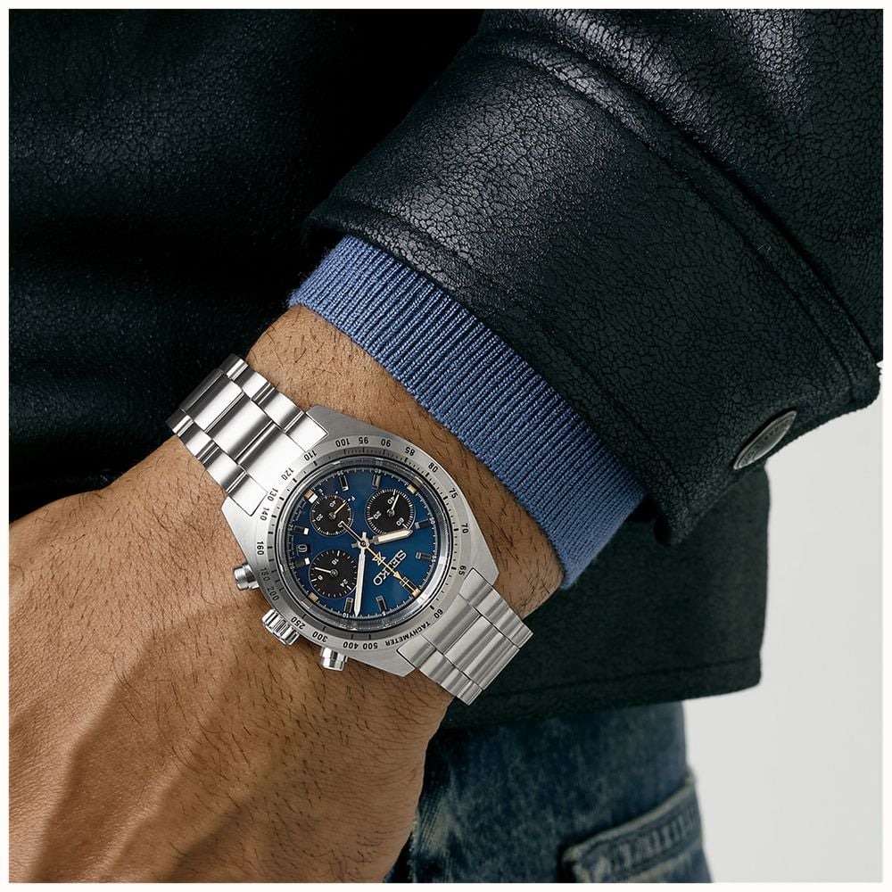 Seiko Prospex Speedtimer European Exclusive Limited Edition in Midnight Riviera Blue HBJ008P1 - alternate view 6