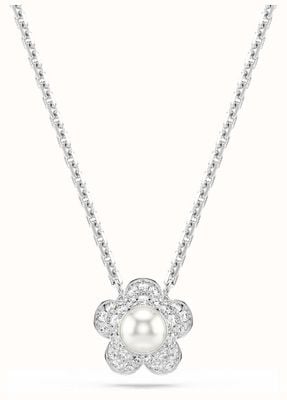 Swarovski x Ariana Grande Flower Round-Cut Rhodium-Plated Necklace 5755817