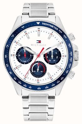 Tommy Hilfiger Men's Clark (44mm) Silver Dial / Stainless Steel Bracelet 1792238