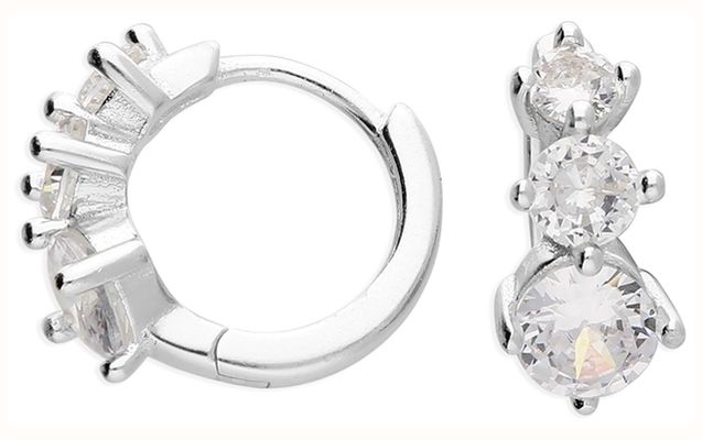 James Moore CME Cubic Zirconia Graduated 3 Stone Huggie H6078/S