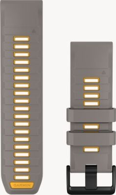 Garmin QuickFit Bands (26mm) Silver Grey/Yellow Flare Silicone with Black Hardware - Strap Only 010-14508-02