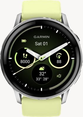 Garmin Venu 4 - AMOLED Health and Fitness Smartwatch (45mm) Silver With Citron Silicone Band 010-03014-02