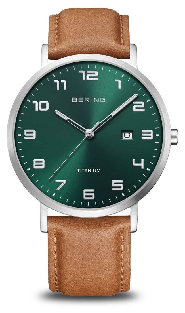 Bering 18640-568 Titanium | Green Sunray Dial With Date Watch