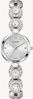 Guess Women's STARDOM (26mm) Silver Dial / Crystal-Set Stainless Steel Bracelet GW0757L1