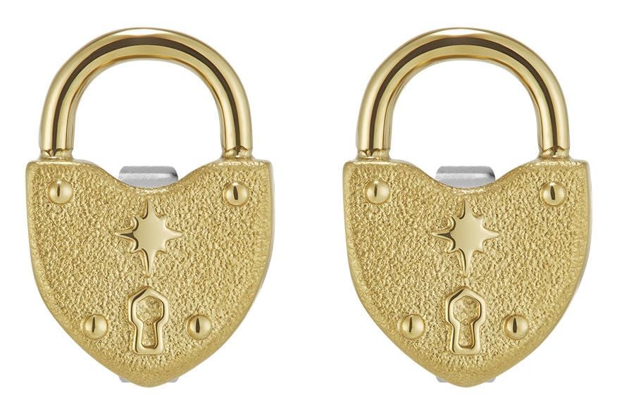 Olivia Burton 24100634 Lock Heart Gold Plated Stud Earrings Jewellery