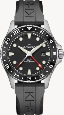 Hamilton Khaki Navy Scuba GMT Automatic (43mm) Black Dial / Black Rubber Strap Watch H82555330
