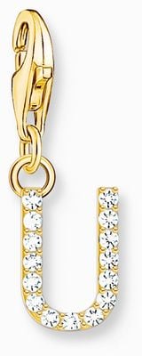 Thomas Sabo Charm Pendant Letter U With White Stones Gold Plated 1984-414-14