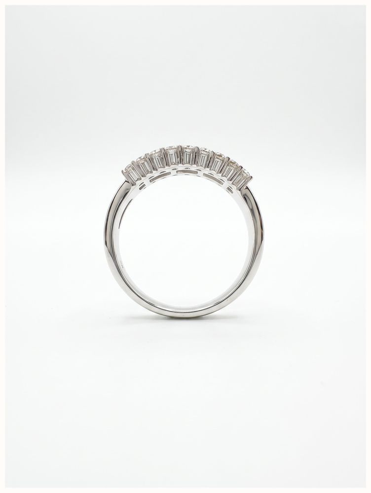 James Moore & Co 0.76ct Baguette And Round Brilliant Natural Diamond 9ct White Gold Half Eternity Ring J29842 - alternate view 3