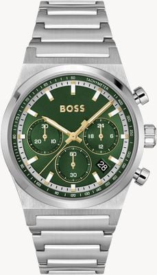BOSS Candor Chronograph (41mm) Green Dial / Stainless Steel Bracelet 1514220