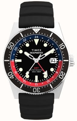 Timex Deepwater Reef 200 GMT (41mm) Black Dial / Black Synthetic Rubber Strap TW2W75000