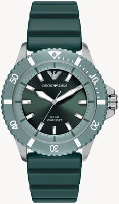 Emporio Armani World Explorer Solar-Powered (42mm) Green Dial / Green Silicone Strap AR11786
