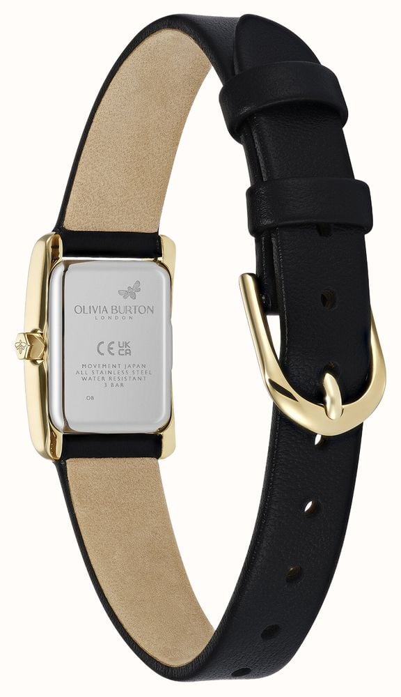 Olivia Burton 16mm Mini Grove Gold & Black Leather Strap 24000437 - alternate view 5